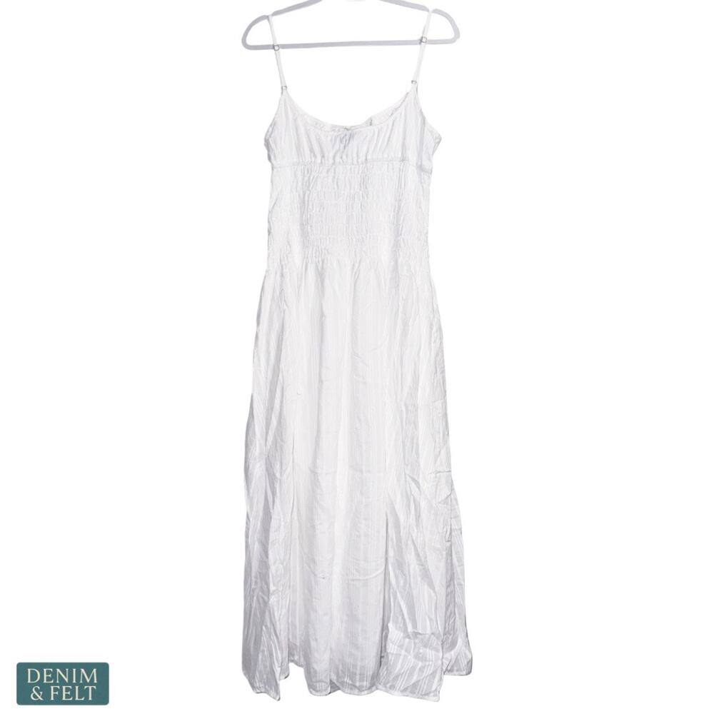 NEW Cupshe x‎ Kelsey Anderson Sunny Side Maxi Dress White Smocked Tie Front MED - Picture 10 of 16
